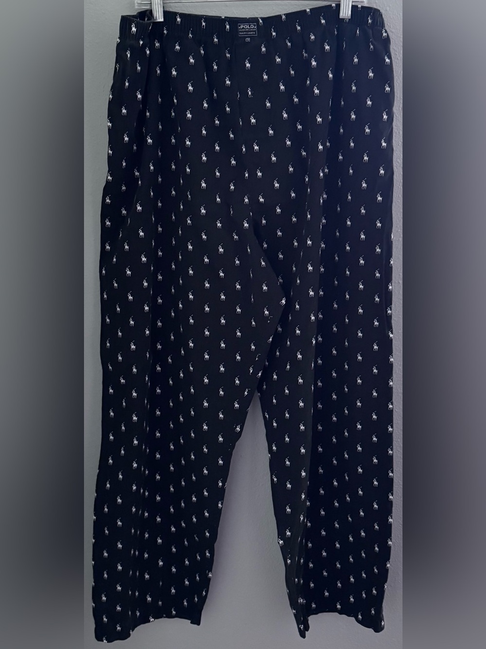 Polo Ralph Lauren Men’s Black Sleep Pants with White Polo Motif, XL